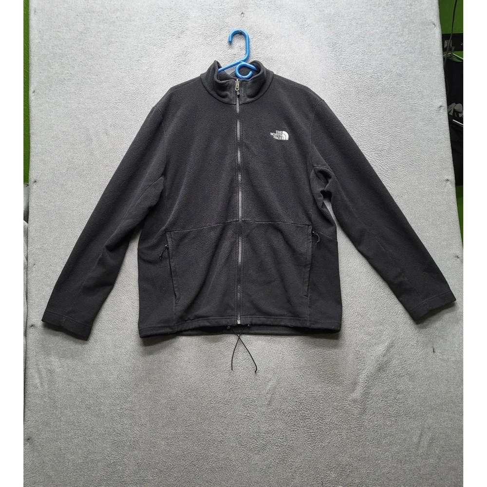 The North Face Men Jacket‎ XL Black Fleece Jacket Gorpcore Logo Zipper Long
